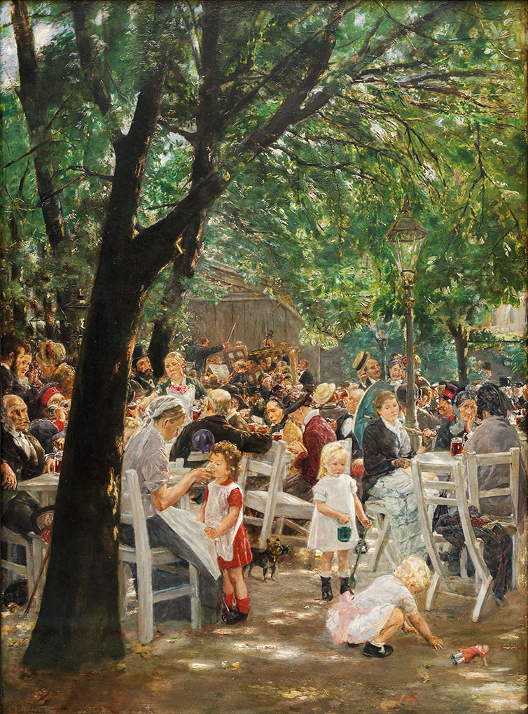 Biergarten à Munchen Max Liebermann impressionnisme allemand Peintures à l'huile